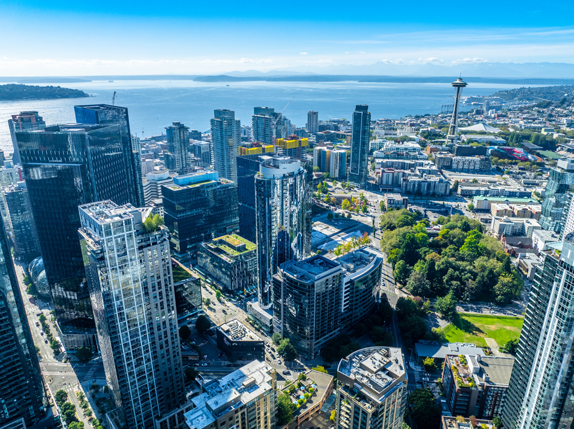 Aerial view of the McKenzie apartment building in Seattle.