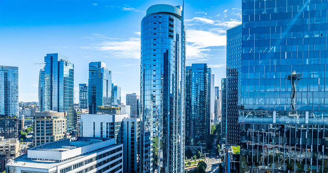 Aerial view of the McKenzie apartment building in Seattle.