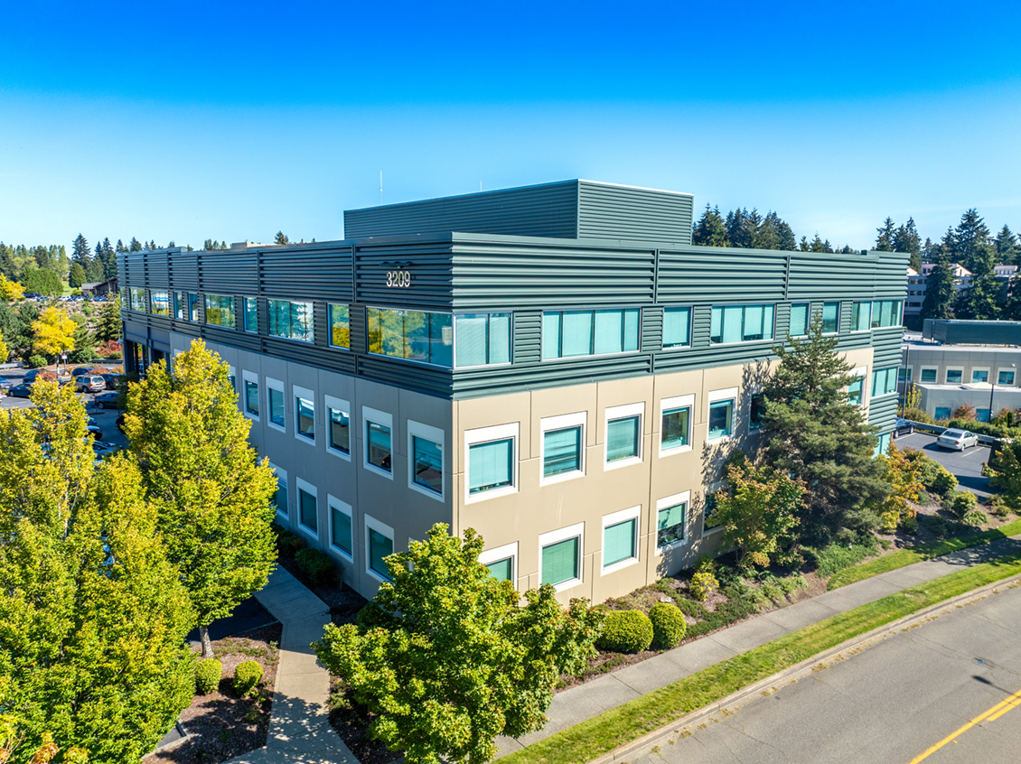 Exterior of the Allenmore Building on a sunny day.